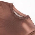 Maglia a maniche lunghe trasparente con patchwork in maglia a contrasto 