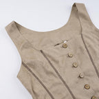 Button stitch sleeveless contrast crop top