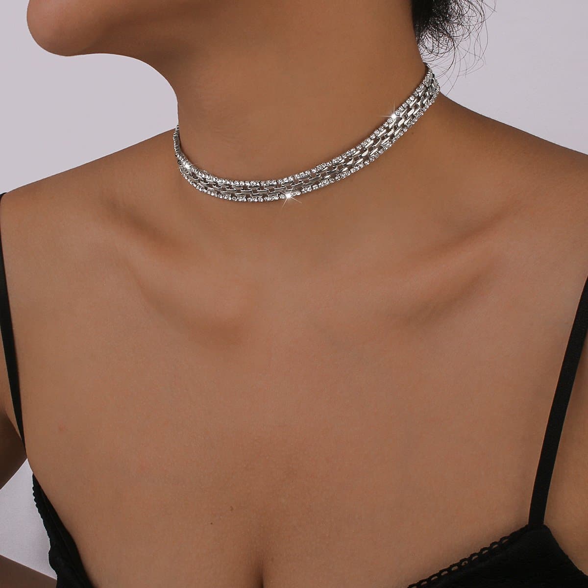 Rhinestone choker necklace