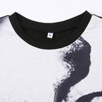 Contrast print short sleeve crewneck crop top
