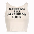 Contrast letter print sleeveless round neck crop top