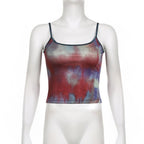 Top corto con scollo a U e schiena scoperta a contrasto, tie-dye 