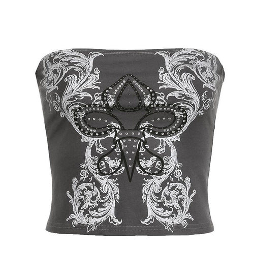 Backless contrast beaded abstract tube top