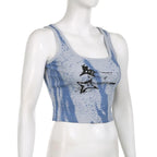 Sleeveless tie dye contrast ribbed crop top