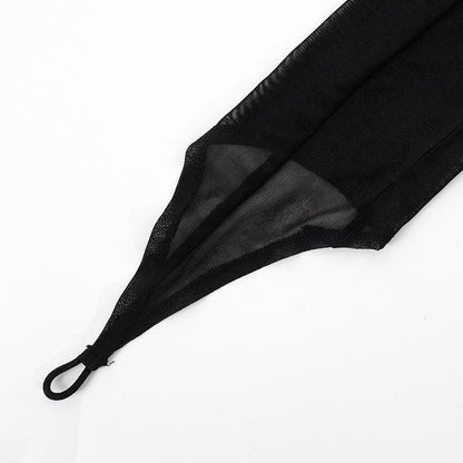 Completo pantaloni girocollo a maniche lunghe trasparenti in rete trasparente