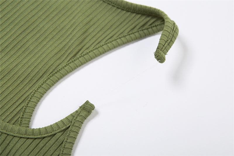 Top senza maniche in patchwork a coste con scollo quadrato