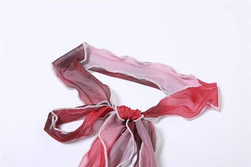 Ärmelloses Midikleid aus transparentem Netzstoff mit Kontrastdruck und Schlitz