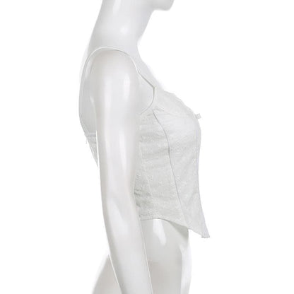 Camisole mit Reißverschluss und einfarbiger Schleifenapplikation 