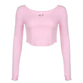 Top corto con scollo a U e guanti a maniche lunghe con volant