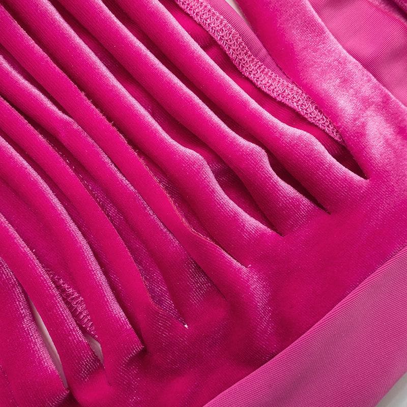 Hollow out self tie halter backless v neck crop top