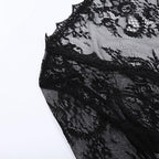 Flared sleeve lace see through solid irregular top