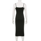 Abstract Print Contrast Square Neck Backless Cami Midi Dress