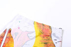 Completo gonna lunga a maniche lunghe con stampa a contrasto e rete trasparente
