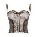 Lace hem contrast sweetheart neck patchwork cami top