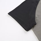 Short sleeve abstract patchwork contrast top