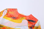 Completo gonna lunga a maniche lunghe con stampa a contrasto e rete trasparente
