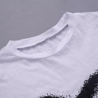 Heart pattern contrast short sleeve crewneck crop top