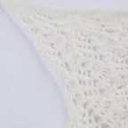 Metal chain ruched v neck halter self tie backless crochet crop top