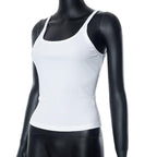 Ribbed solid u neck backless sleeveless top