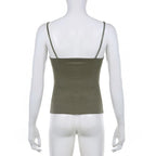 Contrast camouflage print v neck buckle cami top