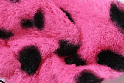 Furry leopard print self tie open back o ring bra top