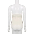 Top a tubino in chiffon arricciato, con cerniera e schiena scoperta 