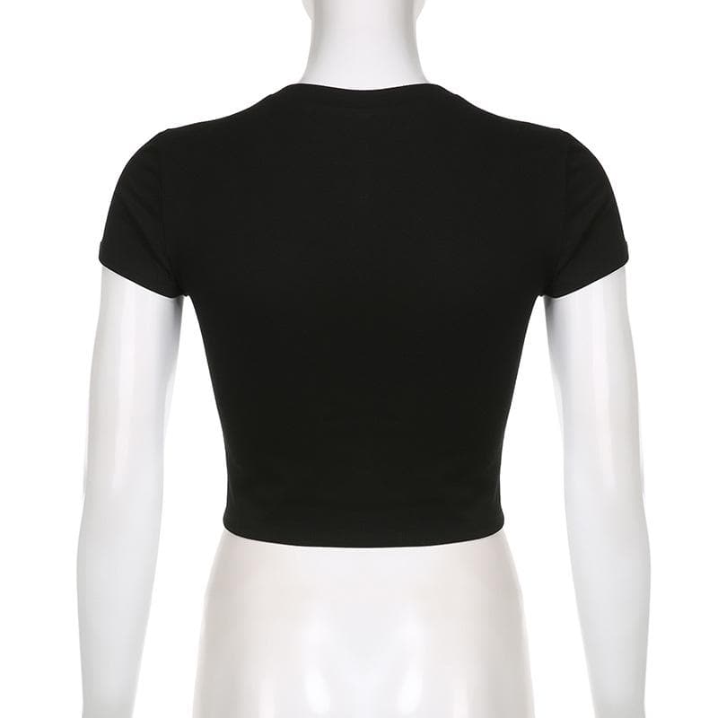 Contrast print short sleeve crewneck crop top
