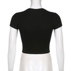 Contrast print short sleeve crewneck crop top