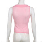 Sheer mesh see through cowl neck sleeveless heart pattern top