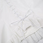 Lace hem ruffle solid lace up backless cami crop top