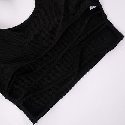 Einfarbiges, vorn überkreuztes Neckholder-Crop-Top zum Selbstbinden 