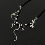Star Pendant Irregular Pu Choker Necklace