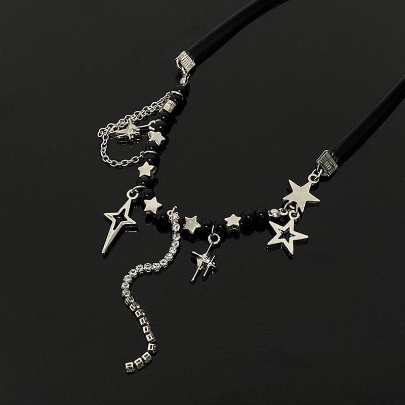 Star Pendant Irregular Pu Choker Necklace