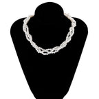 Knotted Beaded Pearl Choker Necklace