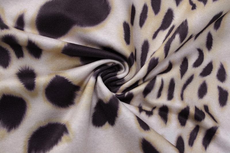 Top canotta con scollo a V e schiena scoperta, patchwork di perline e stampa leopardata 