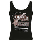 Top senza maniche con scollo a U e motivo "ROCKMORE" a coste 
