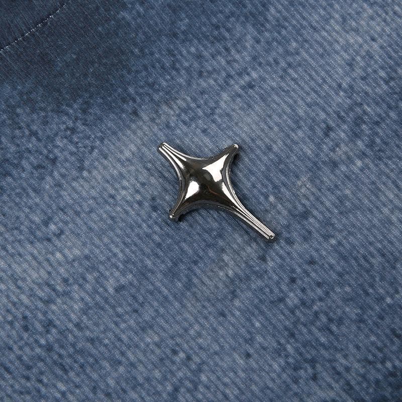 Tie dye short sleeve star applique crewneck crop top
