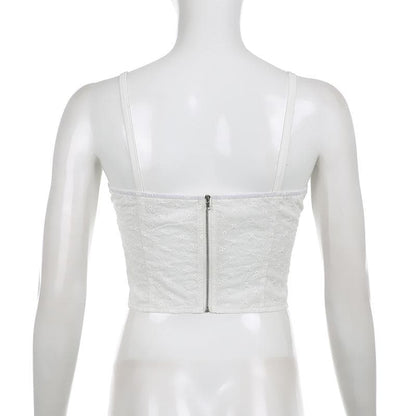 Camisole mit Reißverschluss und einfarbiger Schleifenapplikation 