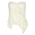 Solid zip-up sweetheart neck irregular self tie tube top