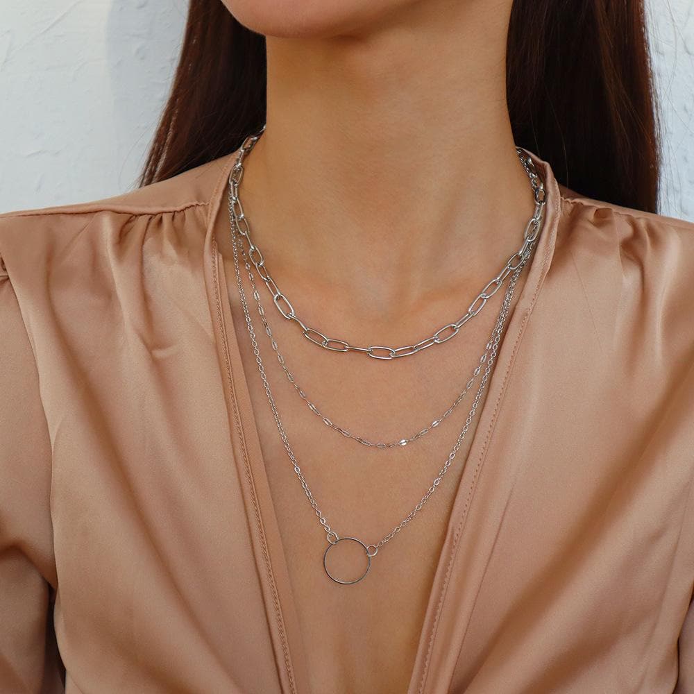 O Ring Layered Choker Necklace