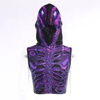 Hoodie abstract contrast sleeveless crop top