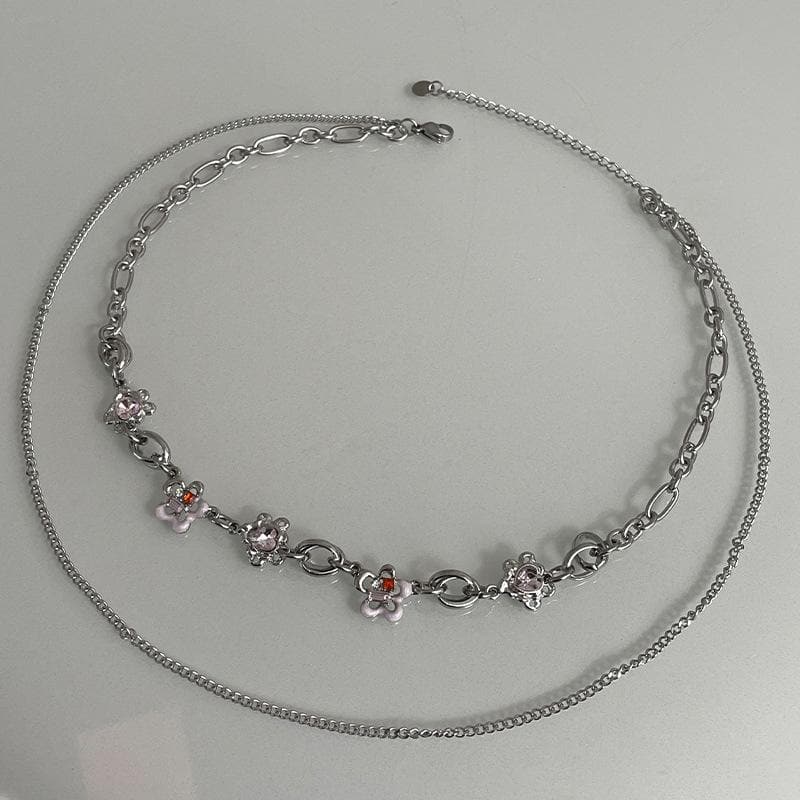 Flower Multicolor Layered Choker Necklace