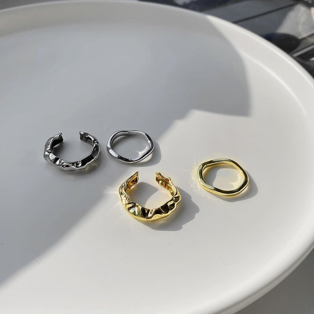 Gerüschter, massiver, zweiteiliger offener Ring 