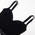 Mesh sleeveless solid backless v neck crop top