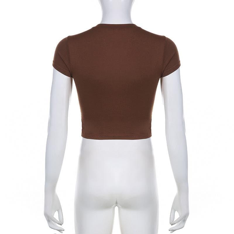Contrast print short sleeve crewneck crop top