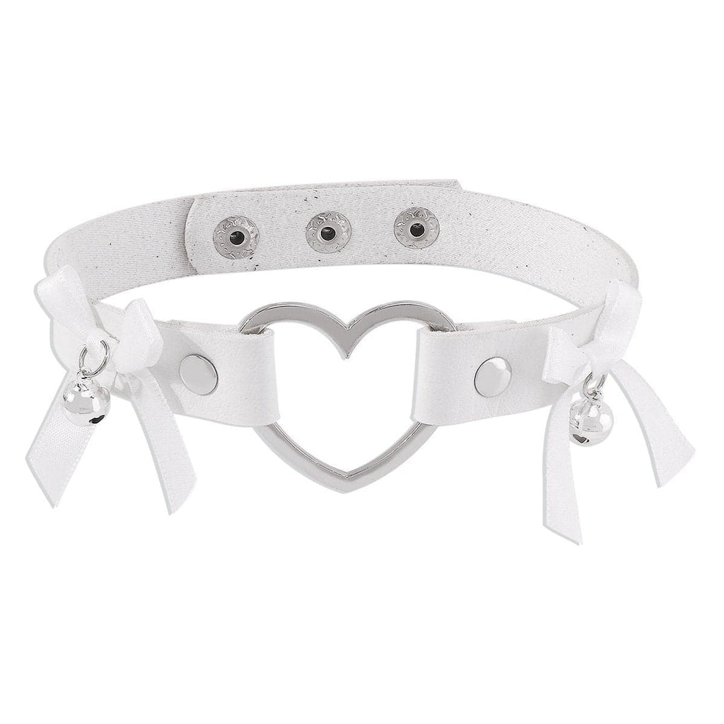 Bowknot Bell Heart Ring Button Pu Choker Necklace