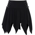 Irregular lace up ruched solid high rise mini skirt