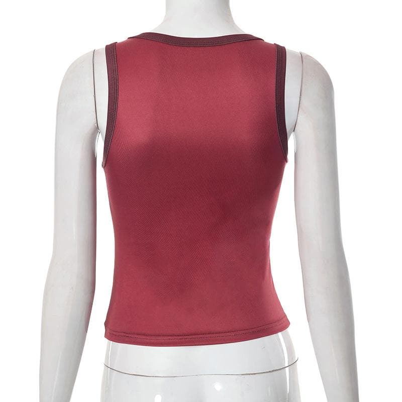 Sleeveless round neck heart pattern crop top