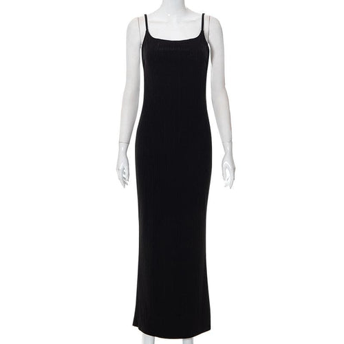 Rückenfreies, geripptes Maxikleid mit quadratischem Ausschnitt und selbstbindendem Camisole