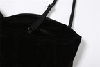 Ruched mesh corset solid velvet cami crop top